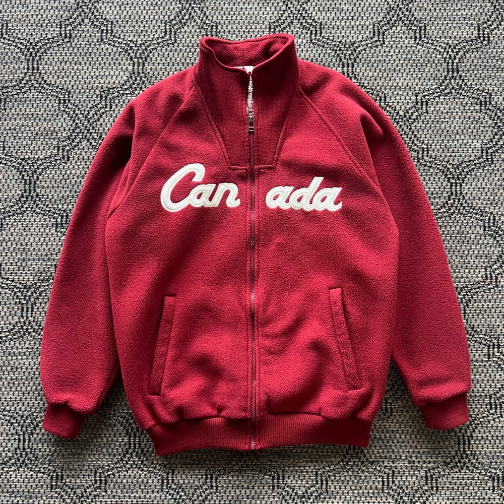 Vintage Roots Sweater Mens XS Red Fleece Salt Lake Olympics Canada Zip 2002 Y2K